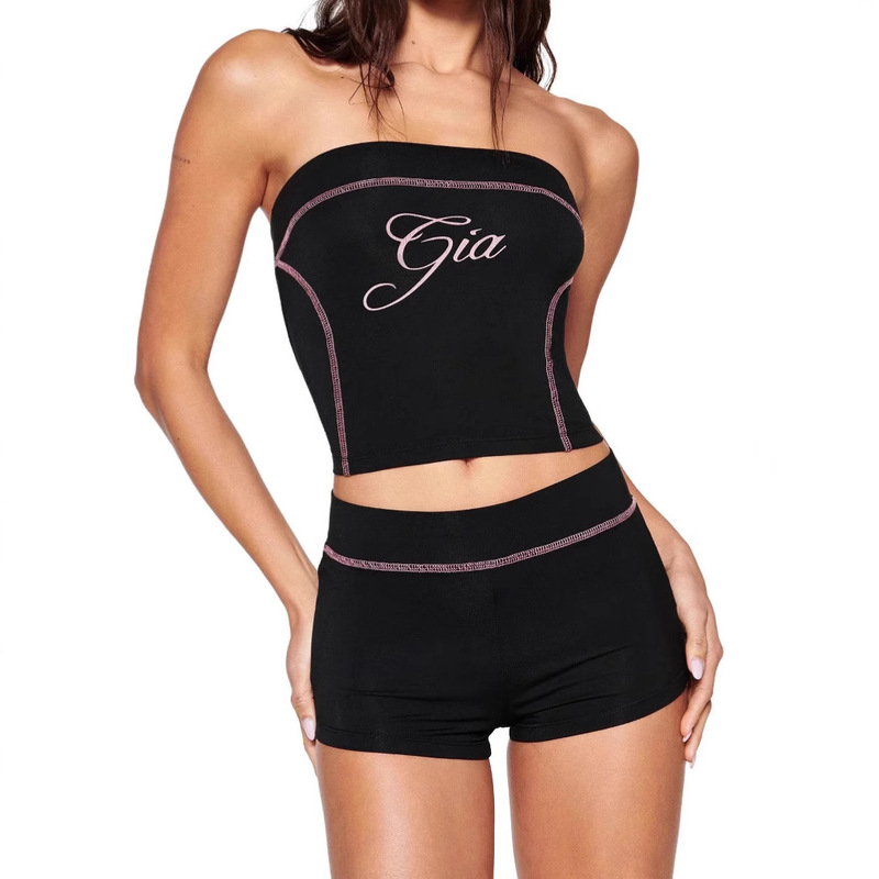 FC1360 Europe and the United States cross-border sexy hot girl sports wrap chest shorts suit