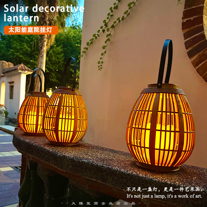 [A generation of hair] solar rattan lantern source factory courtyard garden decoration bamboo Amazon explosions