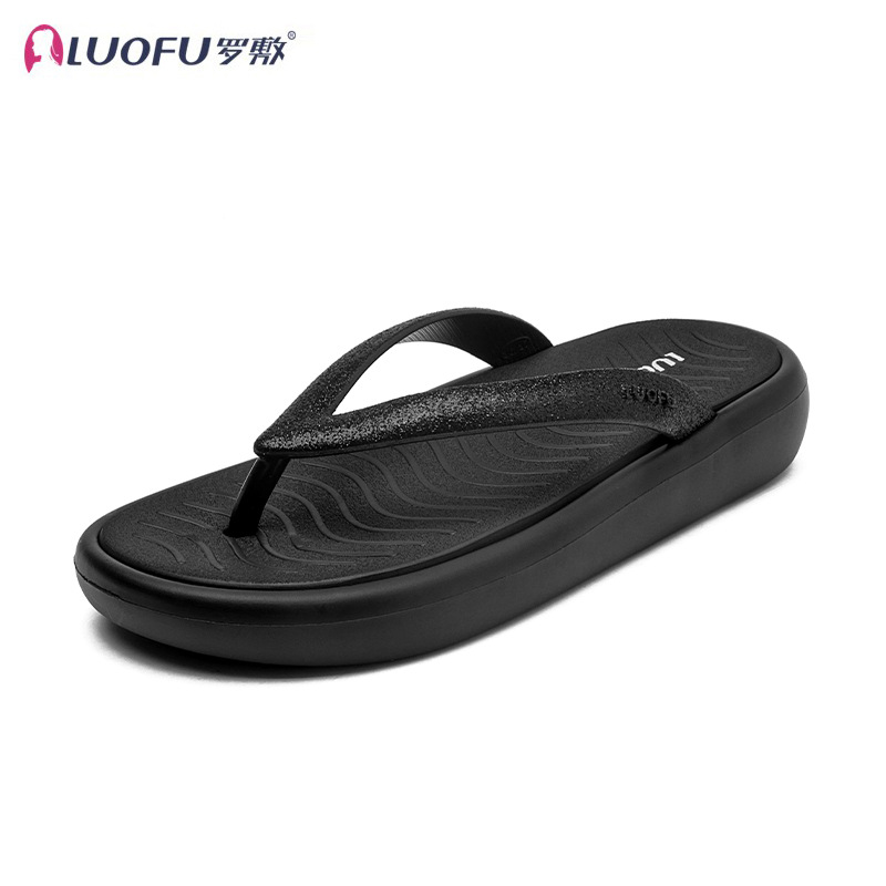 Chanclas de suela gruesa Luo Fu para mujer, chanclas antideslizantes de moda de verano, zapatos de playa, sandalias de mujer de tacón alto