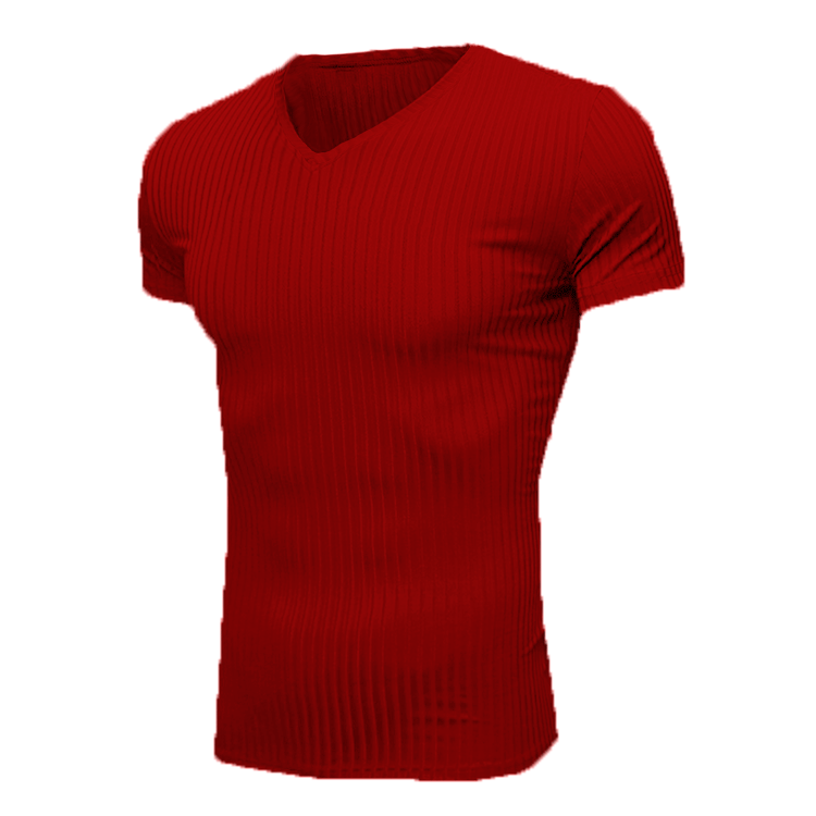 Men's Solid Color Simple Style V Neck Short Sleeve Slim Men's T-shirt display picture 9