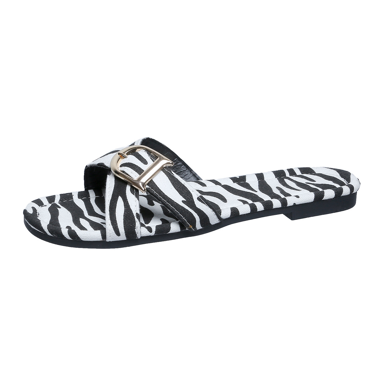 Women's Casual Vintage Style Zebra Leopard Round Toe Slides Slippers display picture 17