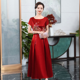High-end Acetic Acid Mother-in-law Wedding Dress Dress 2024 Summer New Young Mother's Wedding Toast Dress