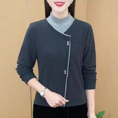 新しい絶妙でファッショナブルな秋冬のドイツベルベット両面ベルベットデザイン、スリムなハイカラーボトムスと年齢を軽減するトップス