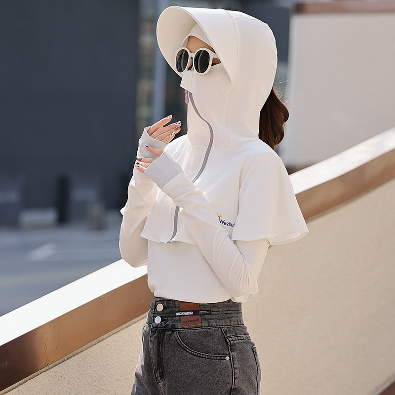 Prince Lulu Summer Sun Protection Cycling UV Blocking Face Mask Neck Cover Full Face One-Piece Comprehensive Protection Hat for Women