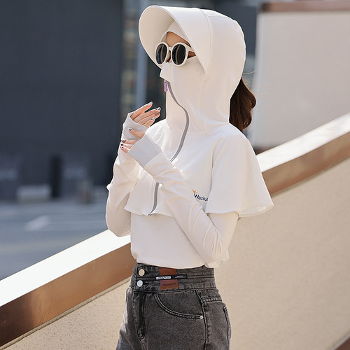 Prince Lulu Summer Sun Protection Cycling UV Blocking Face Mask Neck Cover Full Face One-Piece Comprehensive Protection Hat for Women