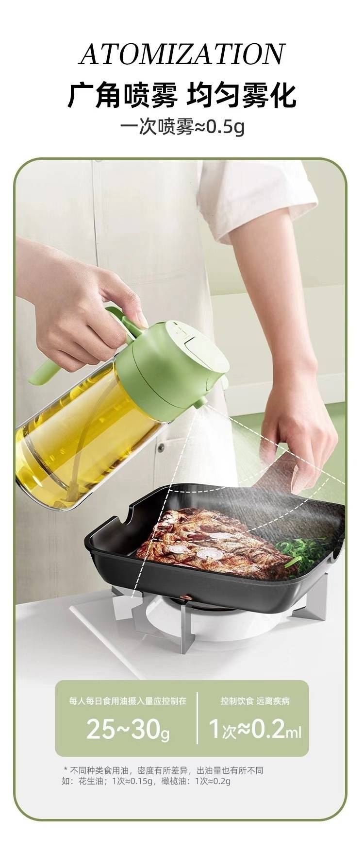 Sprühflasche mit Ausgießer 2-in-1 500 ml Ölkanne Ölsprayer Glas Haushalts-Küchen-Airfryer Ölsprühflasche Großhandel