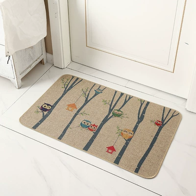 Avtomobil döşəmə paspasları — washable, absorbent, quick-drying, non-slip, easy - lemon-yellow-branches-4060cm-linen