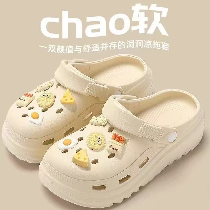 Croc Shoes Ins Student Croc Shoes for Women Outdoor Wear Summer 2024 Soft Sole with a Stepping-On-Clouds Feel, Durable, Breathable Couple's Slippers for Women
