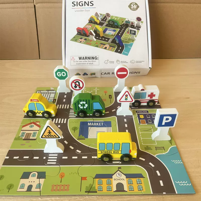 宝宝小汽车玩具惯性回力车套装儿童卡通动物积木男孩早教益智礼物