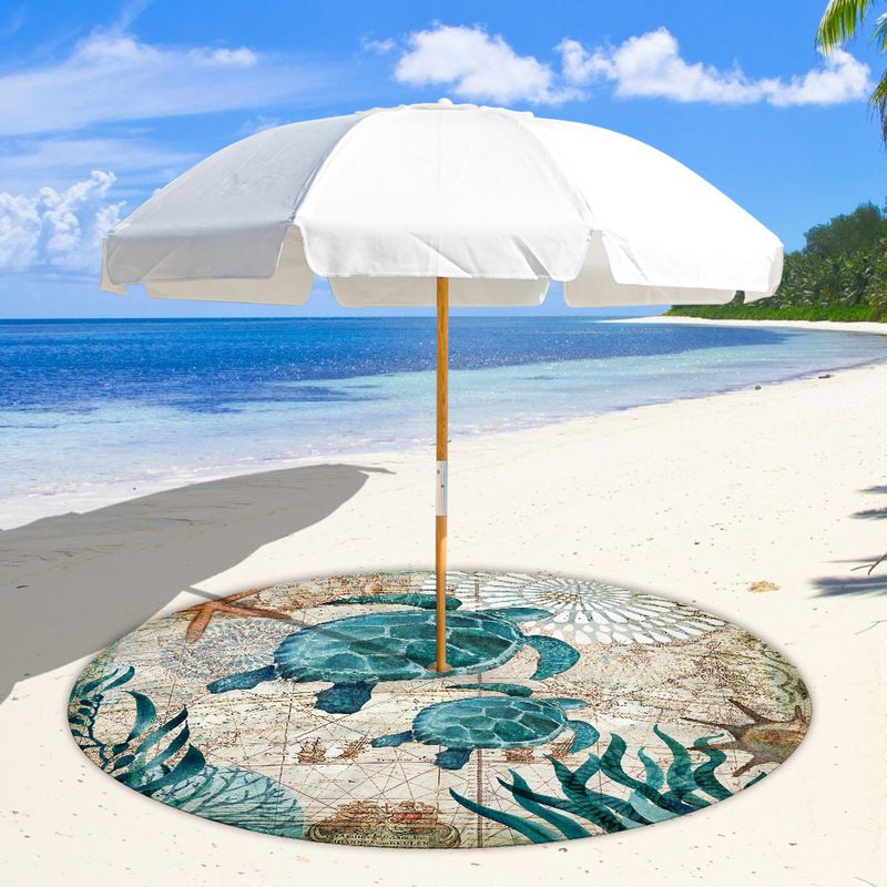 Factory direct supply beach umbrella pad 8cm hole plus snap button double-sided velvet beach pad/towel beach towel marine