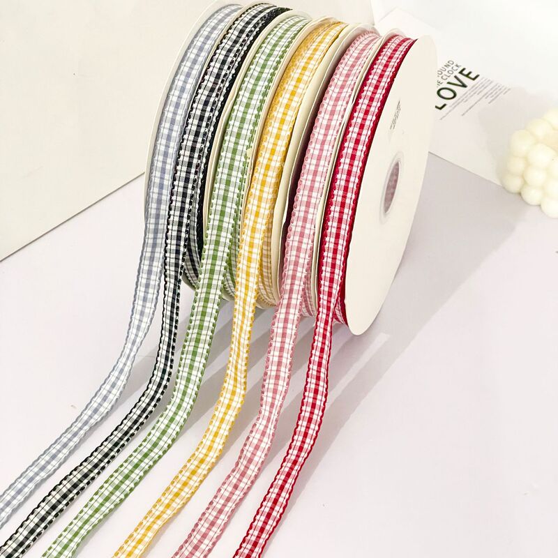 In-Stock Plaid Ribbon Scottish Plaid Polyester Ribbon Cake Baking Floral Decoration Bow Tie Wholesale