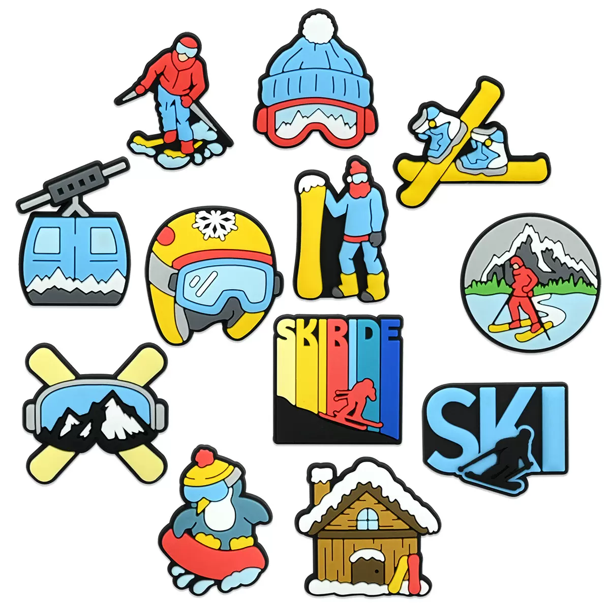 跨境热销滑雪系列PVC软胶滴塑鞋花鞋扣DIY洞洞鞋装饰扣配饰批发