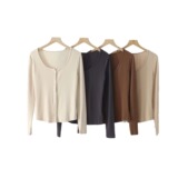 Осенний лонгслив, приталенный кардиган, французский стиль