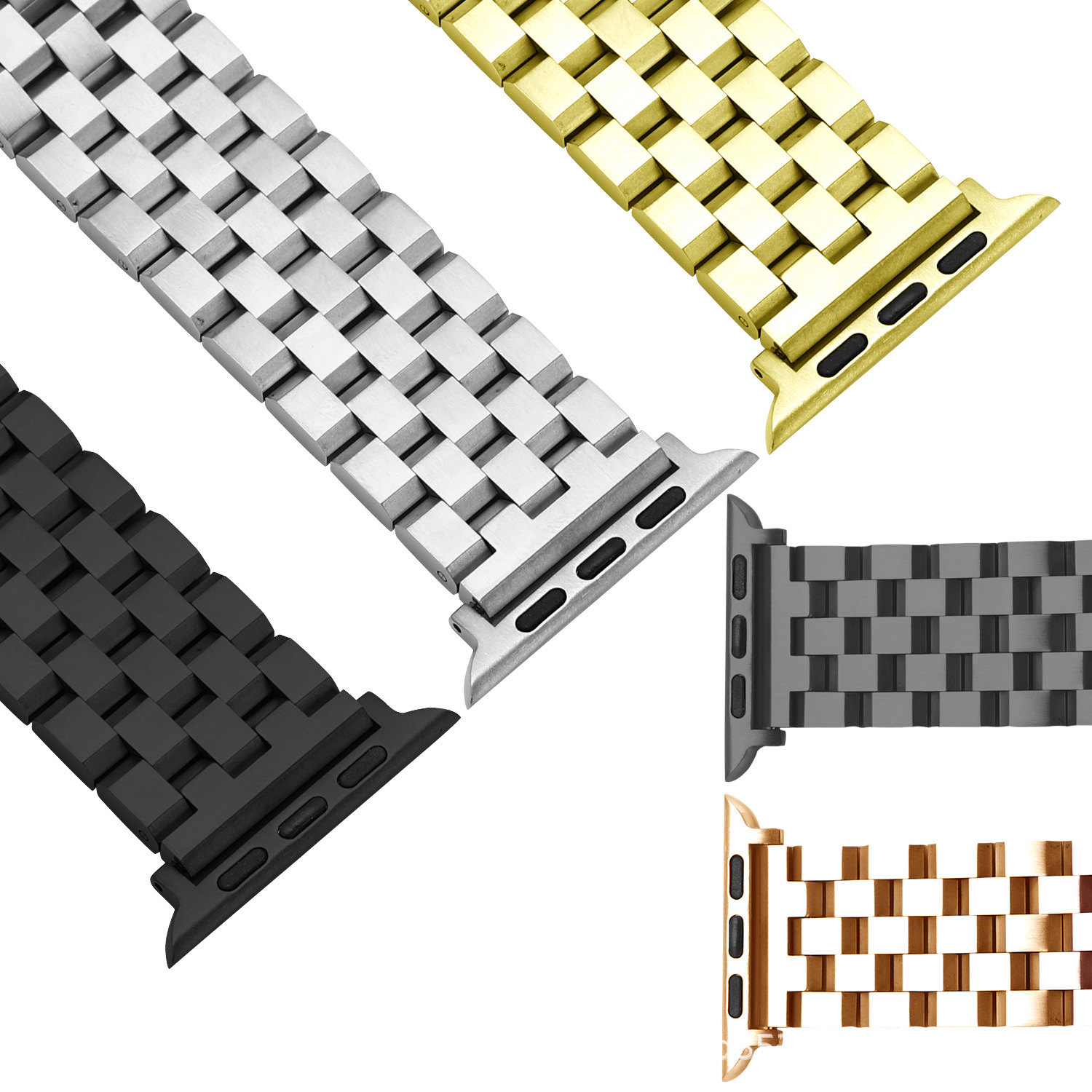 Suitable for iWatch Five-Bead Tank Apple Watch Strap Iwatch8 Samsung Huawei Gt2 Stainless Steel Strap