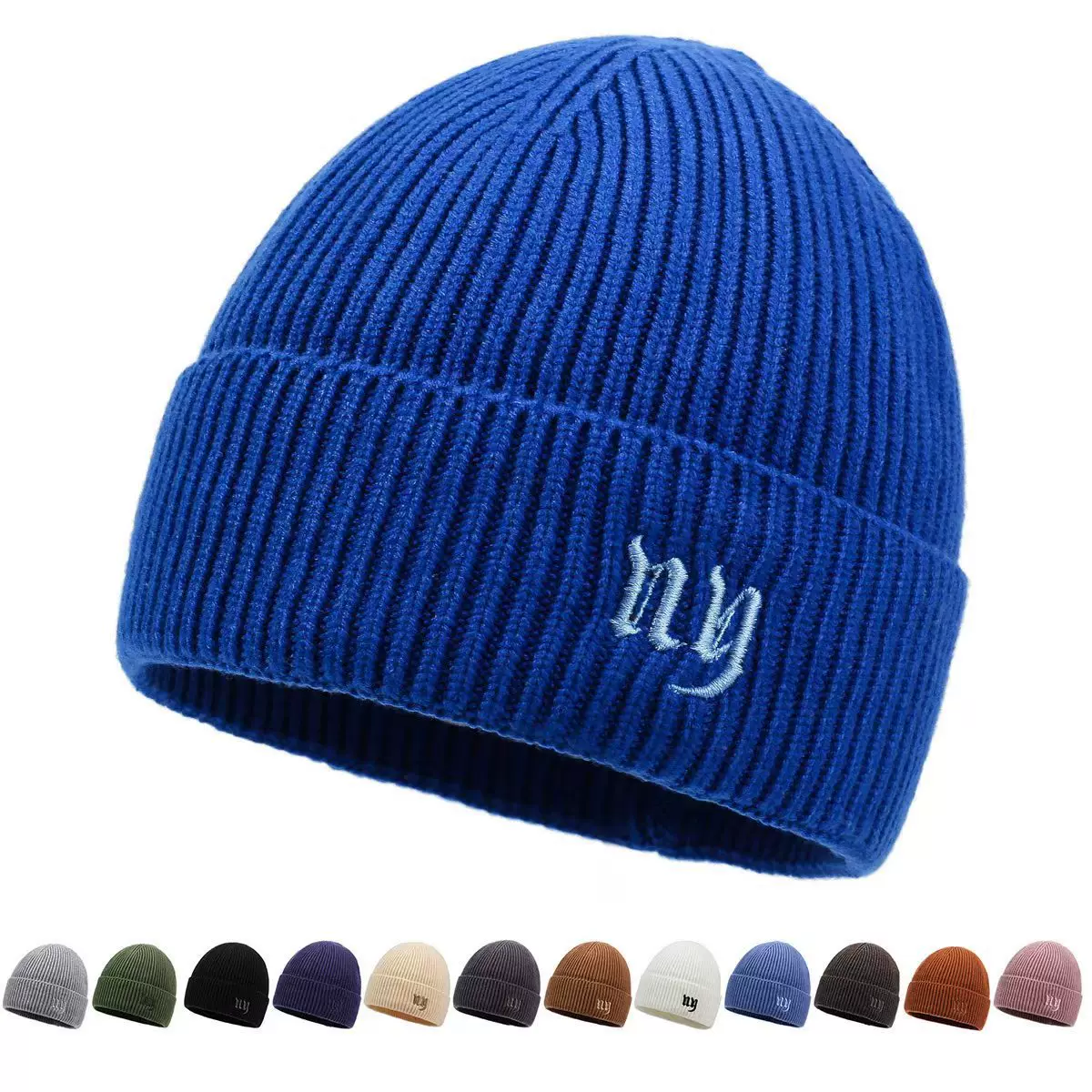 日系风潮童宝宝毛线帽 冬季加厚双层刺绣儿童套头冷帽针织帽洋气