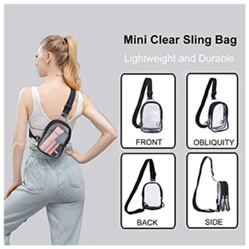 Amazon nuevo bolso de pecho transparente de pvc mini viaje de hombro mochila al aire libre bolsa deportiva impermeable