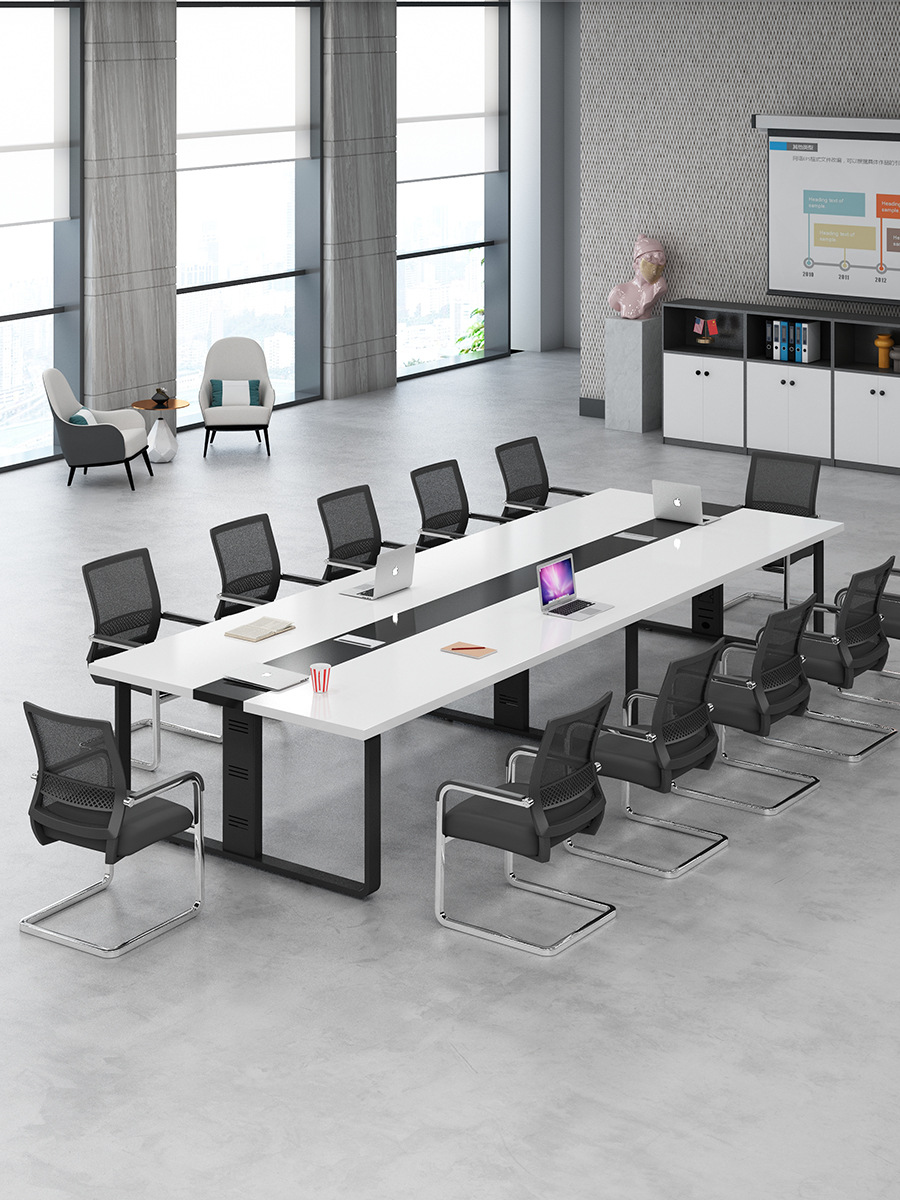 Conference table, long table, minimalist modern furniture set, chairs, reception, negotiation, training, office furniture for small and large spaces, solid wood