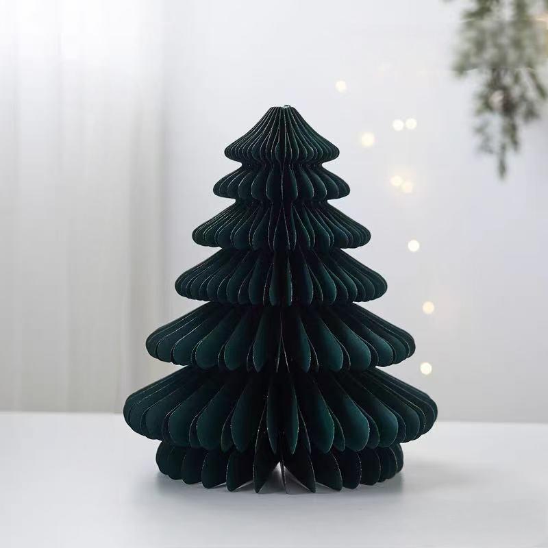 Decoraciones navideñas, adornos de bolas de nido de abeja para decoración navideña, mini árbol de Navidad para escritorio de guardería o centro comercial