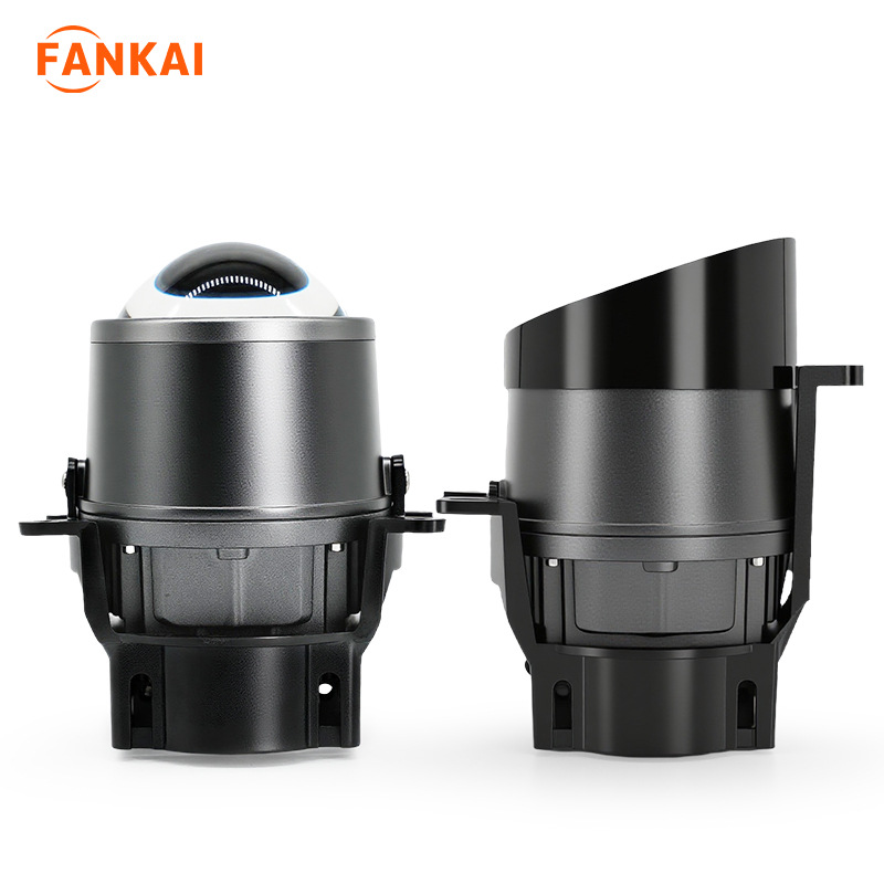 3.0 pulgadas transfronterizas X2 doble copa de luz LED tricolor amarillo blanco amarillo pálido lente de niebla 65W lente de niebla de alta potencia