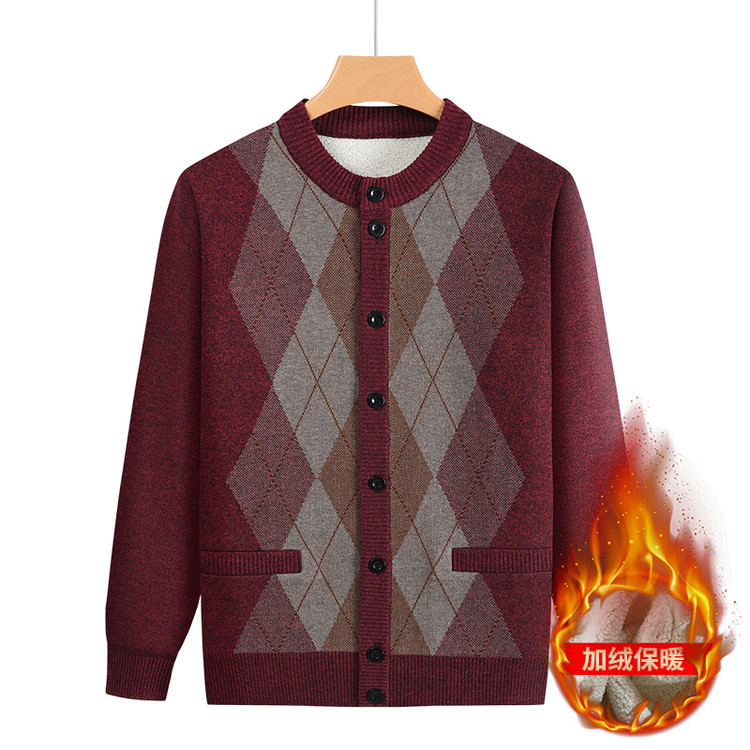 Otoño y invierno chaqueta de punto de hombre casual cardigan de manga larga de mediana edad con camisa de calentamiento cardigan de negocios suéter de moda