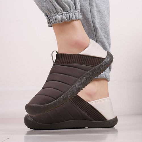 New cross-border winter cotton shoes for men, outdoor slip-on sneakers for couples, snow boots, waterproof and wear-resistant cotton shoes