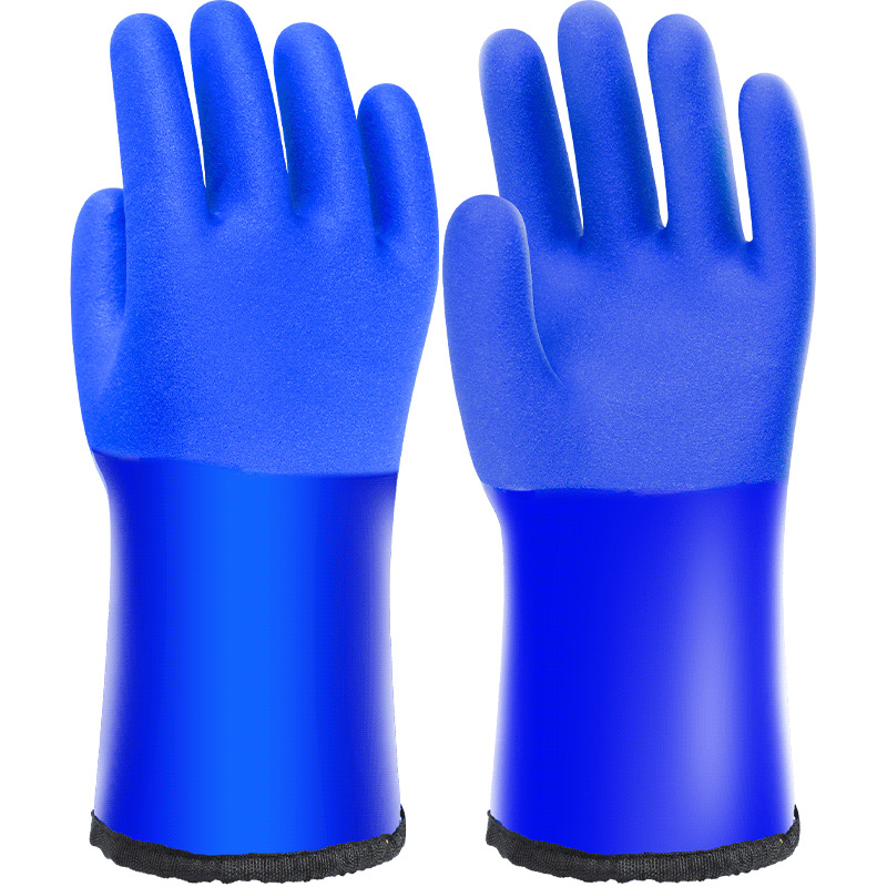 Guantes calientes de almacenamiento en frío más vello -40 grados antifrío guantes de PVC resistentes al agua resistentes al desgaste resistentes al aceite grueso noreste