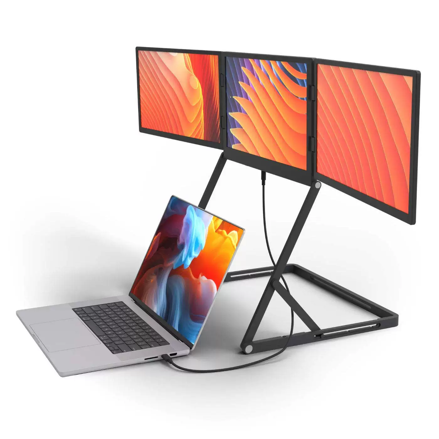 TriCreate15.6FHD usb складной трехэкранный дисплей с аудио торговля акциями в реальном времени ЖК-дисплей