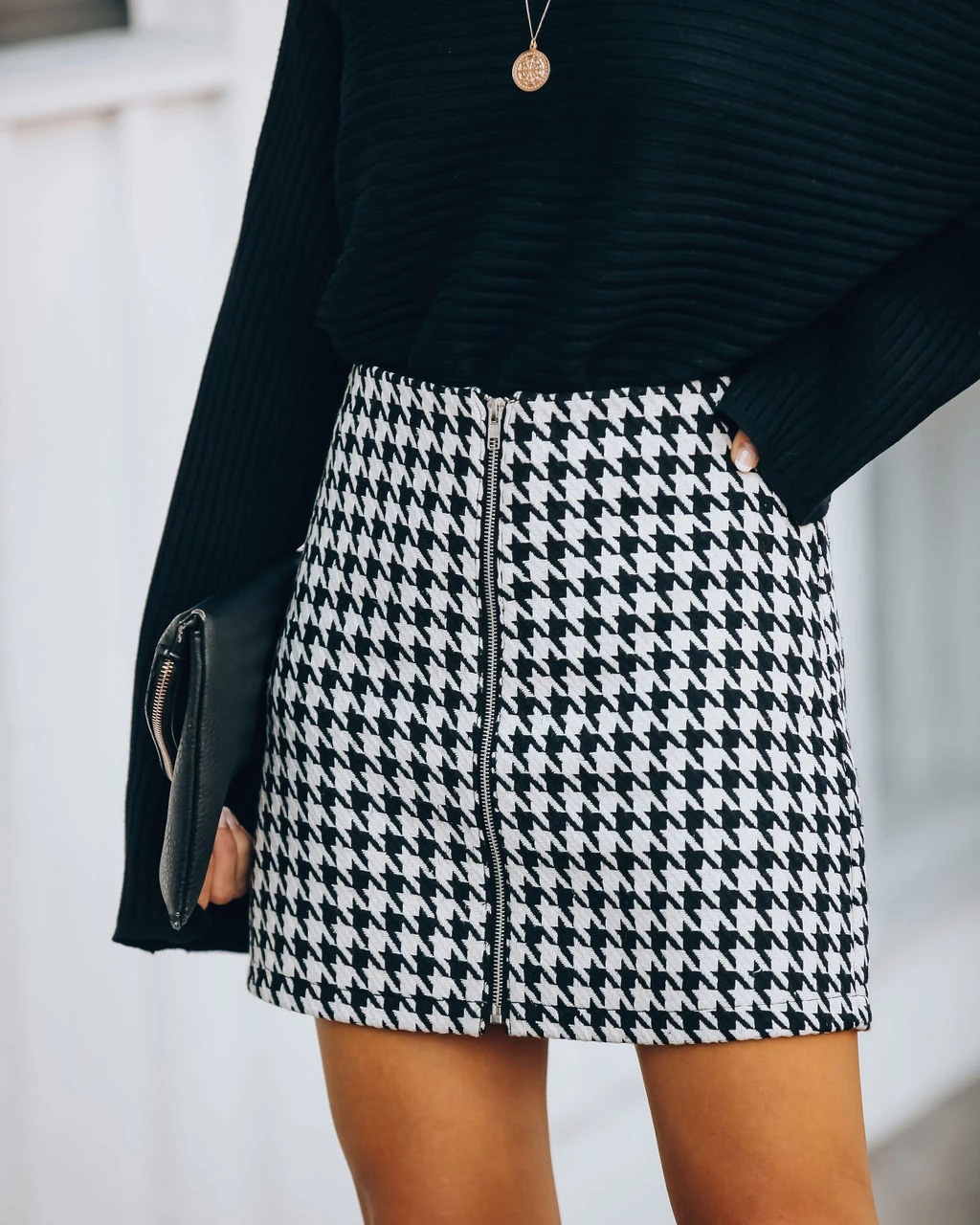 Office Houndstooth A Line Skirt - Skirts - Uniqistic.com