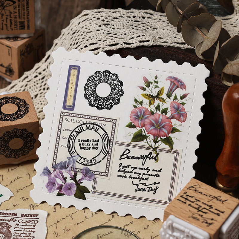 Impression Treasure Box Sello de mano de madera Sello retro transfronterizo de tres lados Libro de mano de bricolaje Sello de madera tres en uno