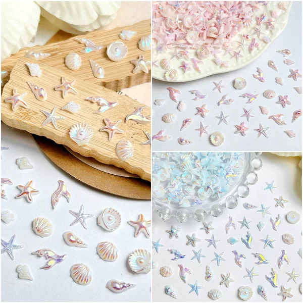 New Ocean Series Nail Art Accessories, Shells, Starfish, Dolphins, Wearable Nails, Nail Phone Case Decoration Materials DIY
