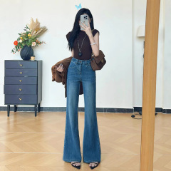 轻熟风微喇牛仔裤女高腰2025年早秋新款时尚百搭精致显瘦简约穿搭