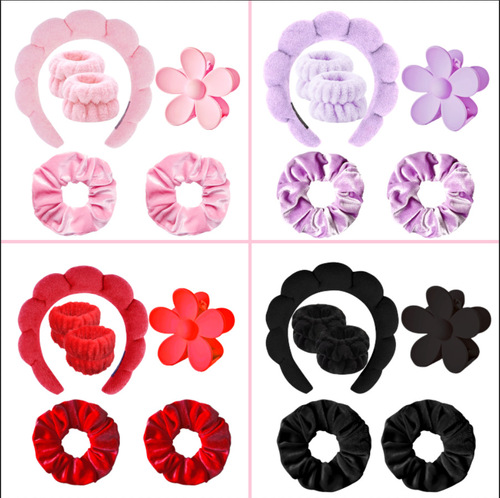 Twist SPA headband high head cloud face wash makeup sponge headband set bath towel cloth headband hair accessories
