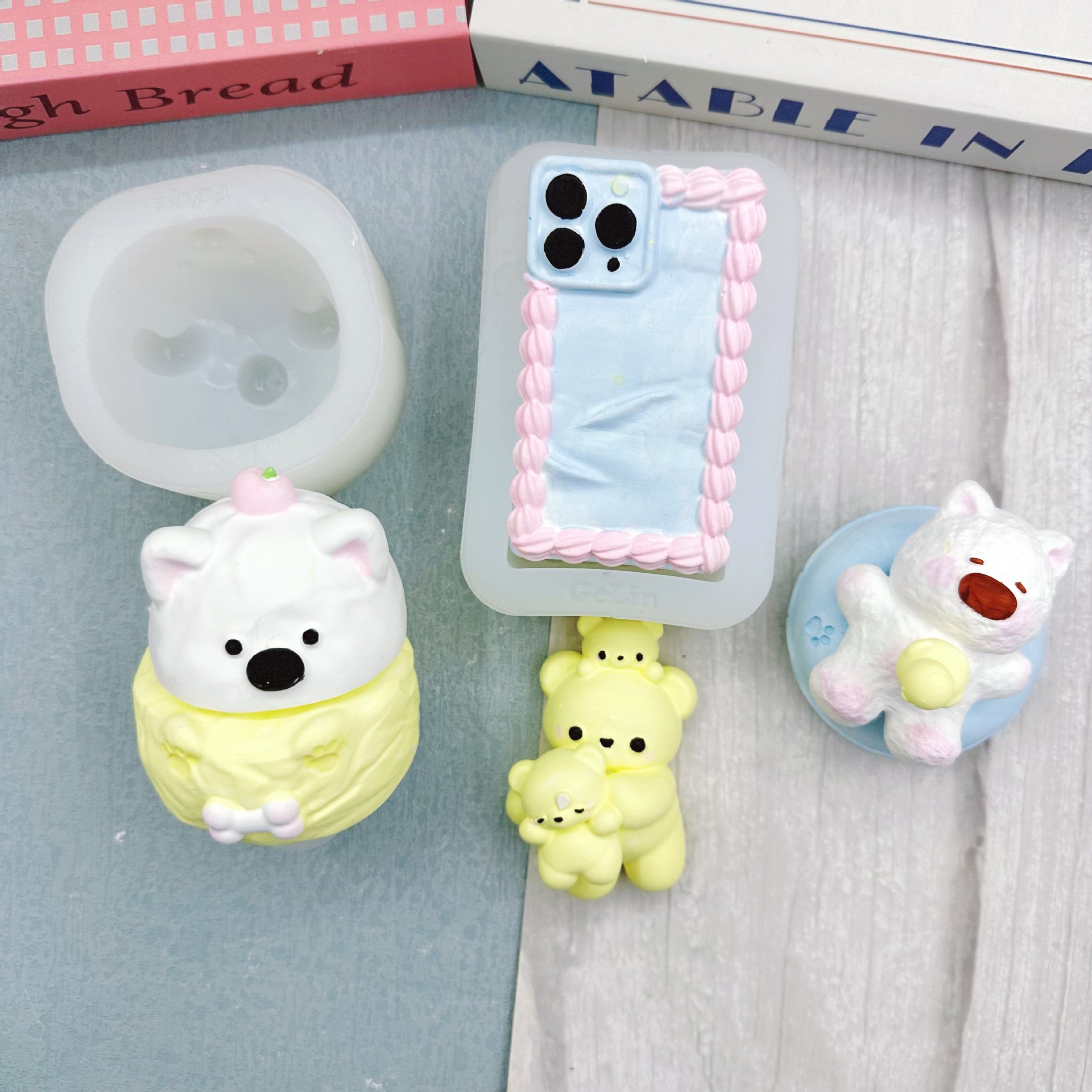 小熊爱疯16手机壳游泳圈西高地模具DIY香薰蜡烛烘焙巧克力硅胶模