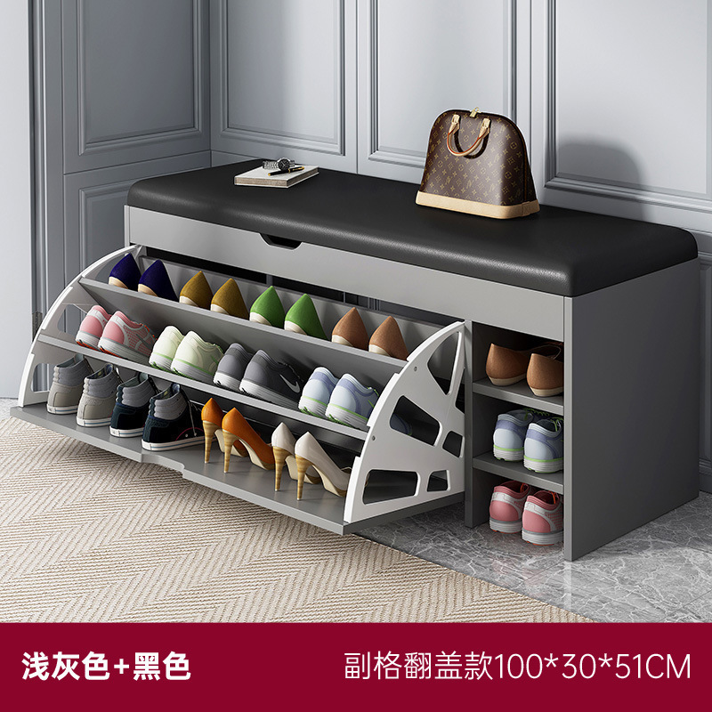 転倒式靴交換スツール、家庭用玄関靴キャビネット、座って靴を履けるスツール、玄関スツール、ネット有名人のエントリーソフトバッグクッション靴ラック|undefined