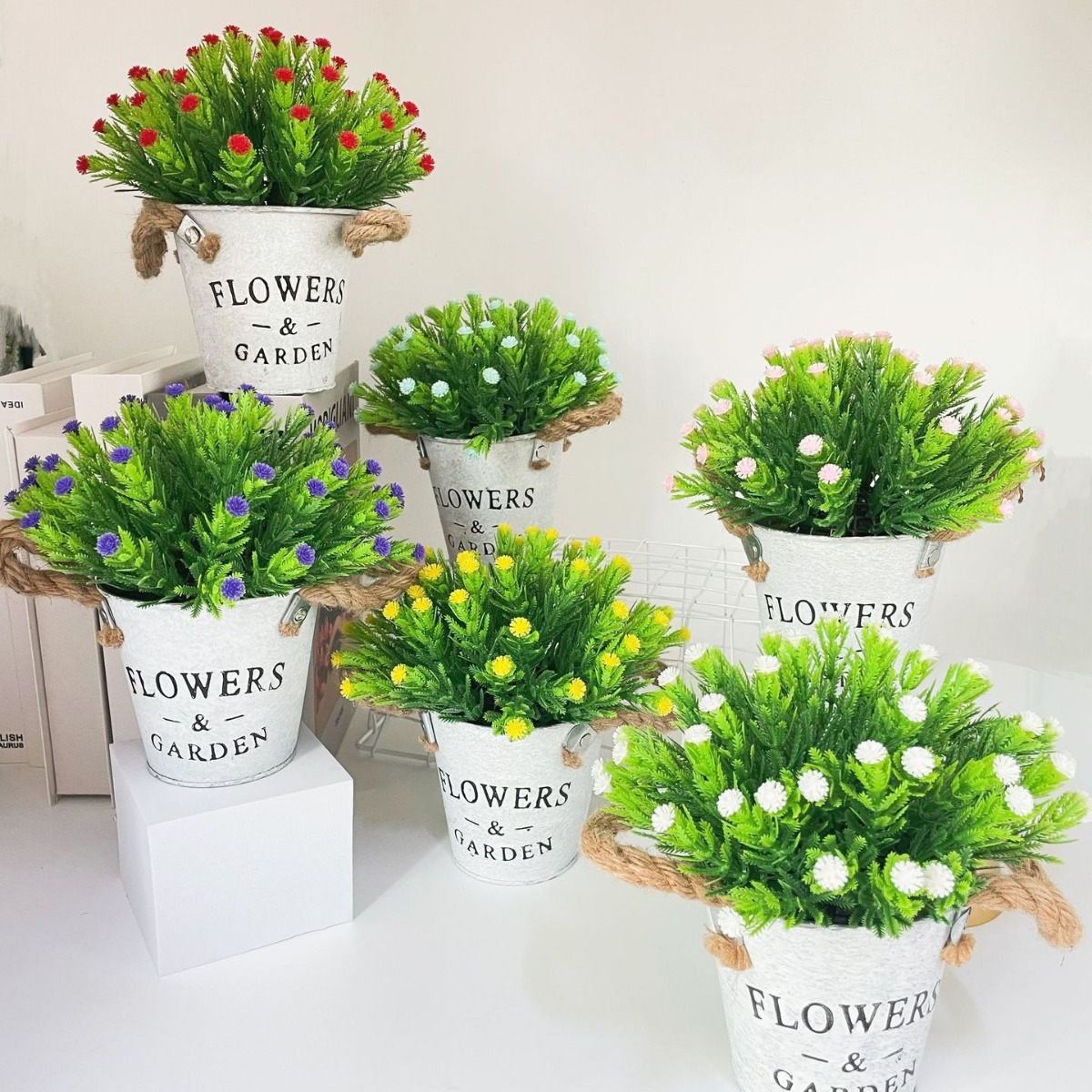 Simulación de plantas verdes, gypsophila, plantas en macetas, decoración de la sala de estar del hogar, adornos de escritorio, plantas de simulación, decoración de flores falsas, artesanías