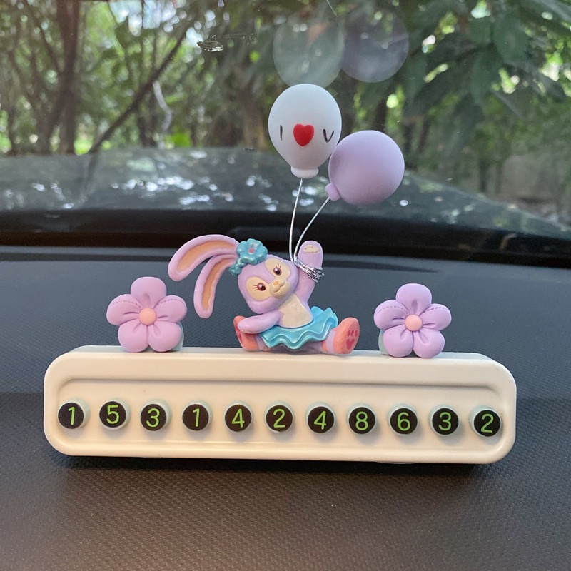 Linda placa de estacionamiento temporal de automóvil, placa de matrícula, placa de teléfono de automóvil móvil, accesorios de decoración de automóvil de dibujos animados, decoración de automóvil, mujer