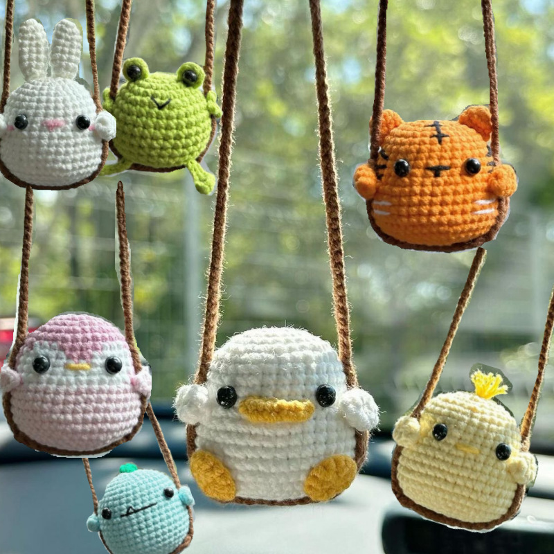 New Nordic Cross-border Ins Style Cute Funny Animal Car Pendant Hand-crocheted Car Hanging Bag Pendant