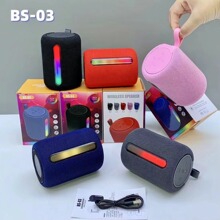 跨境新款BS-03无线蓝牙音箱圆柱形布艺便携RGB彩灯手提插卡小音响