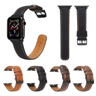 Suitable for Apple Watch Strap Huawei iWatch Samsung Round Tail Leather Watch Strap
