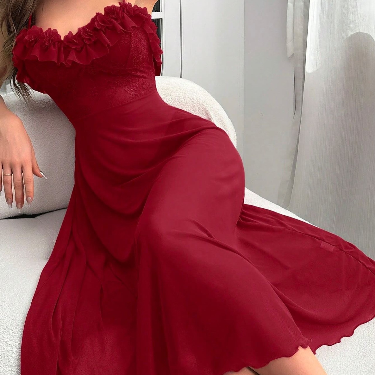 Cross-Border New Style Three-Dimensional Lace Suspender Dress for Women, Winter Sexy Dress, Pajamas Wholesale, Mesh Lace Suspender Nightgown