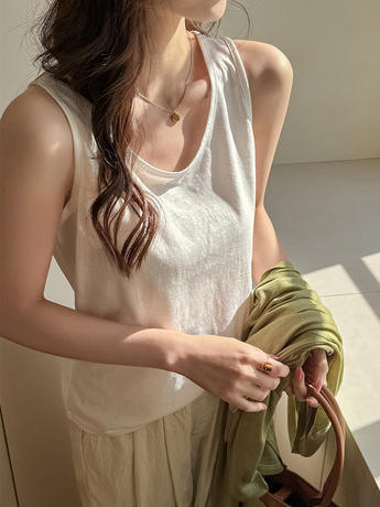 Spring and Summer Versatile Loose and Lazy Style Bottoming Can Be Worn Outside Small Camisole Women's Inner Body-Covering Sleeveless Top
