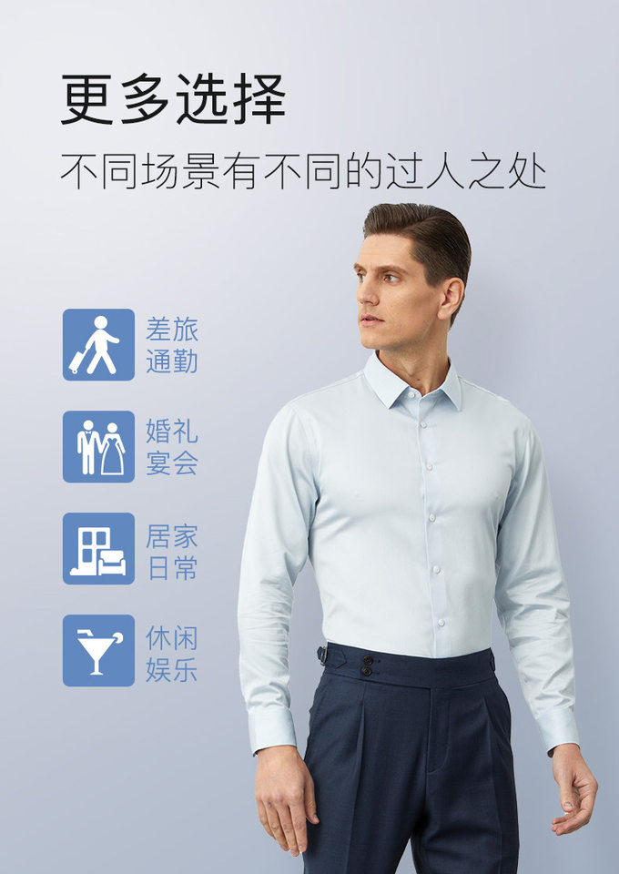 Áo sơ mi nam công sở cao cấp cotton sợi dài 100% chống nhăn không cần ủi, tay dài, cổ vuông — Bầu trời đầy sao màu xanh houndstooth-tay áo dài-cổ vuông, Cổ vuông tay dài ca-rô xanh trắng, Cổ vuông tay dài màu xanh nhạt, Cổ vuông tay ngắn ca rô xanh trắng chi tiết 14
