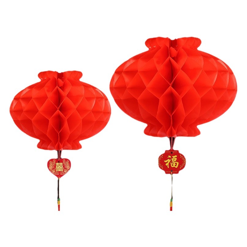 Plastic Paper Lanterns Festive Honeycomb Small Red Lanterns Hanging Decorations Opening Mall Decoration New Year Spring Festival Small Paper Lanterns Wholesale