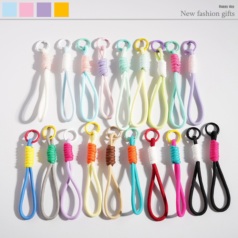 New Simple Mobile Phone Lanyard, Colorful Woven Keychain Lanyard, Color-Blocked Phone Strap, Water Bottle Strap, Backpack Strap