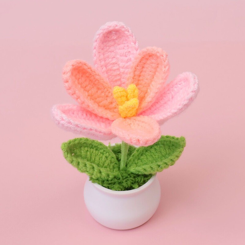 完成したウールひまわり鉢植えスズラン造花チューリップデスクトップ装飾品バレンタインデー教師クラスメートギフト|undefined