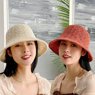 夏季防晒遮阳草帽渔夫帽春秋出游帽子女镂空时尚韩版潮百搭太阳帽
