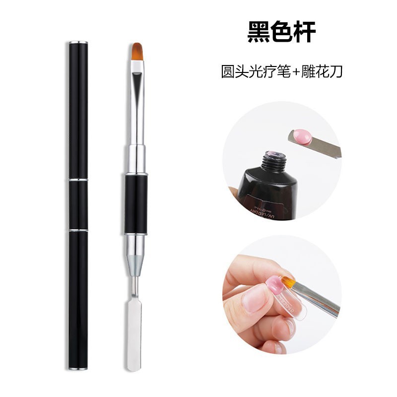 Nail Art Double-Head Dual-Use Glue Pen Quick Extension Glue Pen Steel Push Phototherapy Pen Crystal Pen Glue Pen Embossing Rod