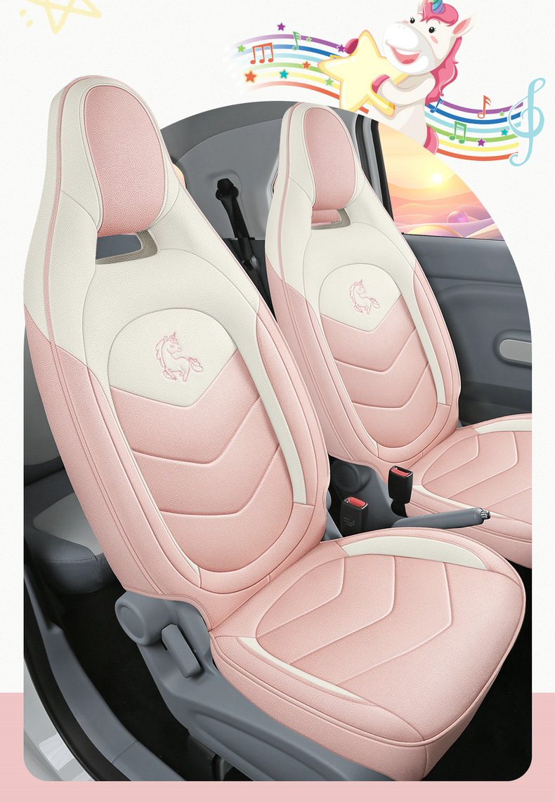 Pony-Specific Seat Cover and Cushion, Linen Fabric, Universal for All Seasons, Full Surround Car Seat Cover, Interior Accessories