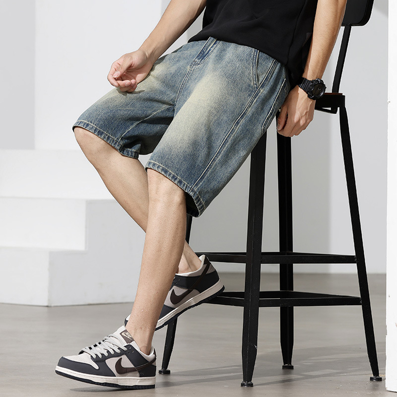 Danbaoni | 2026 Spring and Summer Men's Denim Shorts Versatile Loose Korean Style Trendy Pants Ins Blue Five-Point Pants Danbaoni | 2026 Spring and Summer Men's Denim Shorts Versatile Loose Korean Style Trendy Pants Ins Blue Five-Point Pants