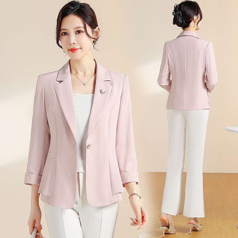 Elegant short spring fashionable solid color classic suit jacket